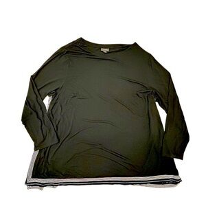 J. Jill Wearever Collection Oversized Split Side Tunic Black‎ Blue/White Stripe